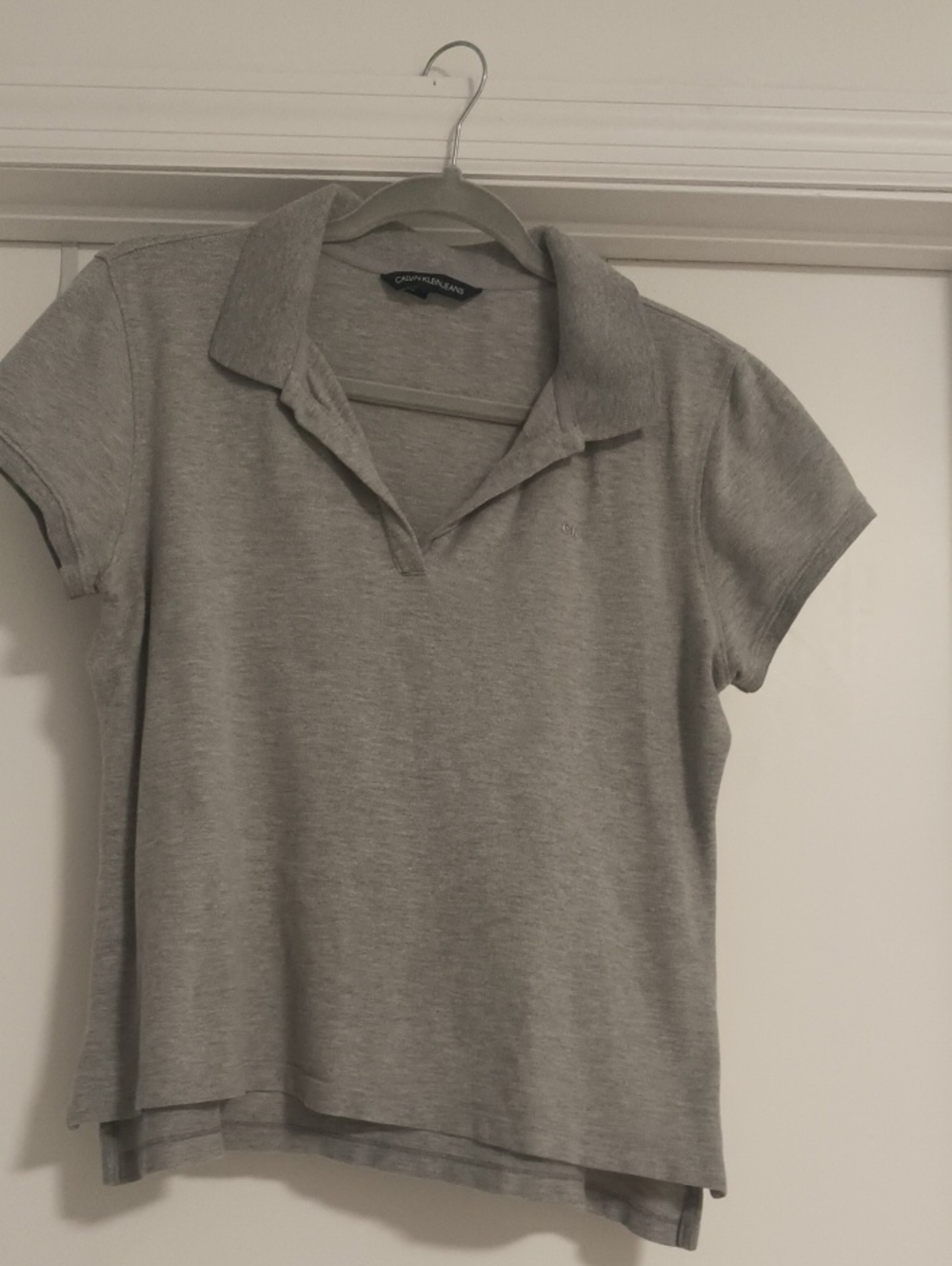 Calvin Klein Light Gray Short-Sleeve Polo Crop Top